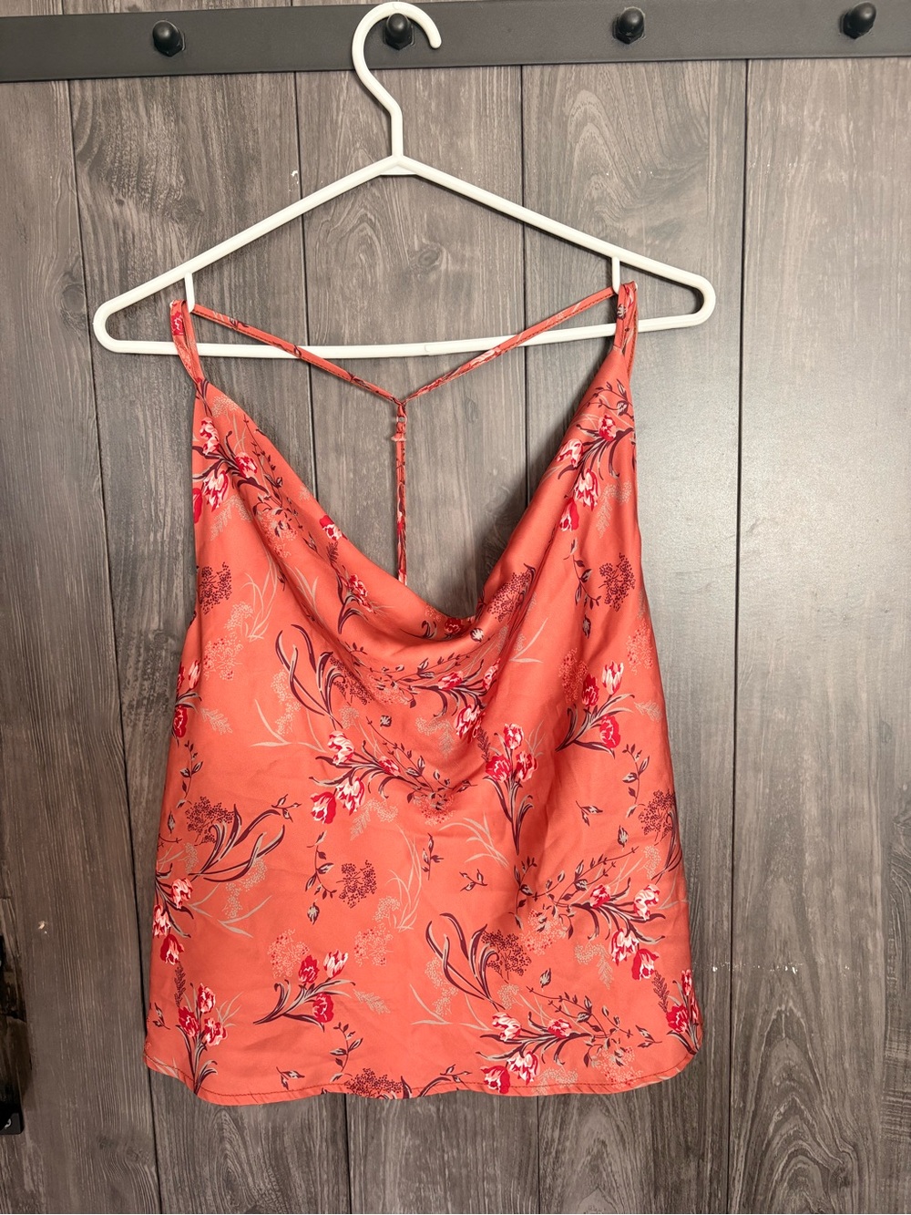 Urban Planet Coral Floral Cowl Neck Tank Top